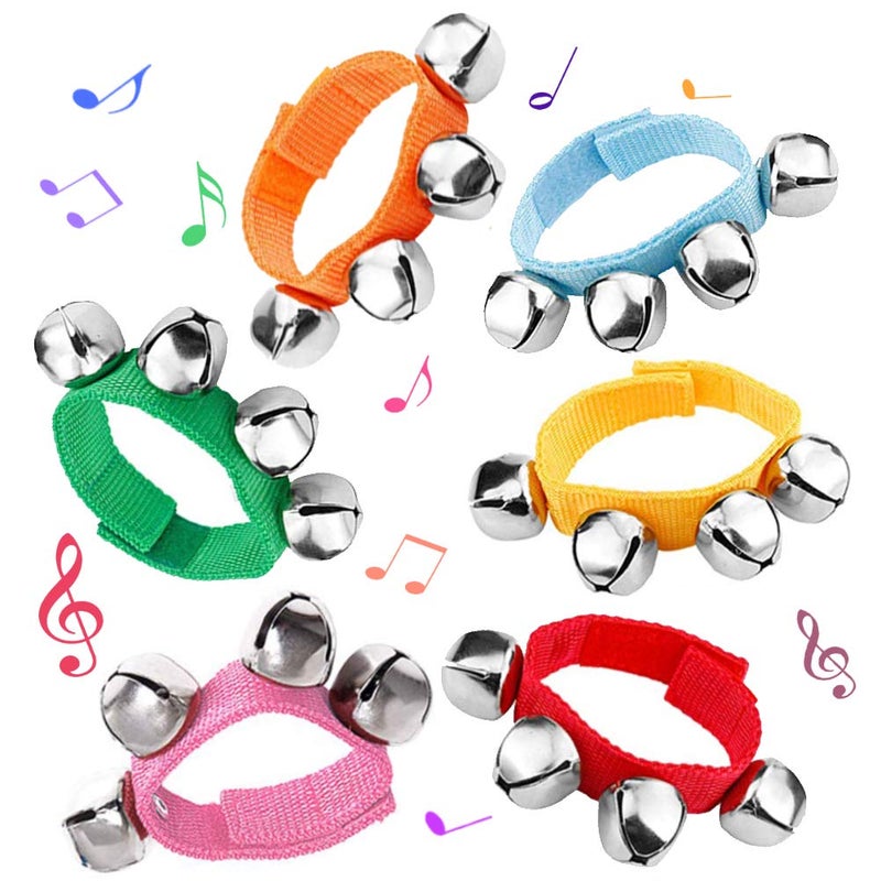 POPLAY 6 PCS Percussion Instruments, Wrist Bells Jingle Bells Musical Rhythm Toys - Image 1